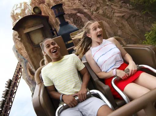 Guests riding Expedition Everest at Disneys Animal Kingdom