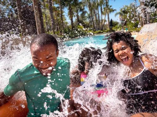 Family on Gangplank Falls at Disney's Typhoon Lagoon
