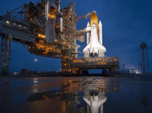 Atlantis on pad at Kennedy Space Center in Florida