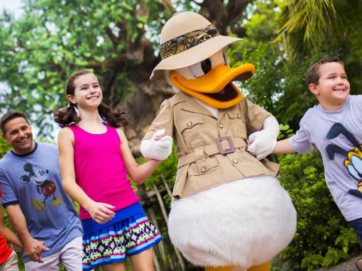 Guests with Donald Duck at Disney's Animal Kingdom