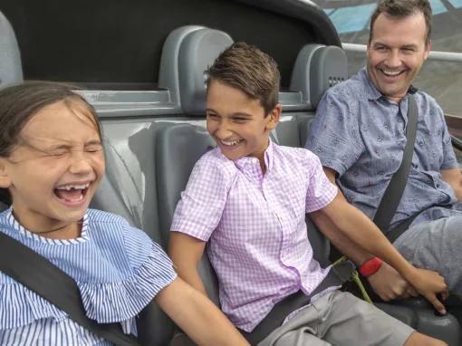 Family riding on Test Track at Epcot