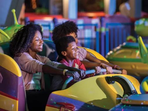Guests enjoying Alien Swirling Saucers at Disney's Hollywood Studios