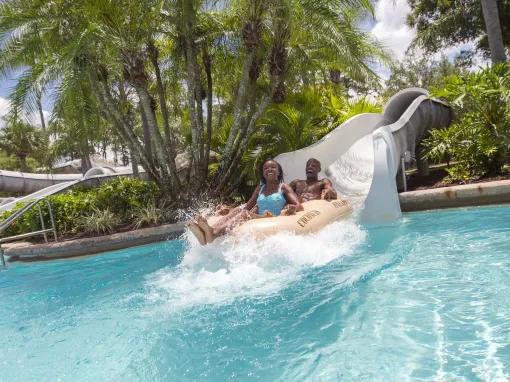 Guests riding Crush 'n' Gusher at Disney's Typhoon Lagoon