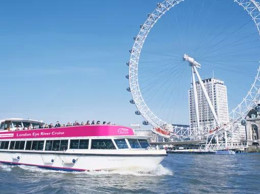 London Eye River Cruise boat in front of London Eye