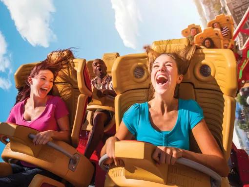 Girls riding Rip Ride Rockit  at Universal Studios Florida