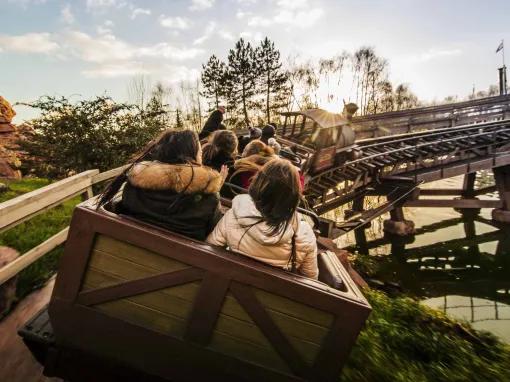 Guests riding Big Thunder Mountain at Disneyland Paris
