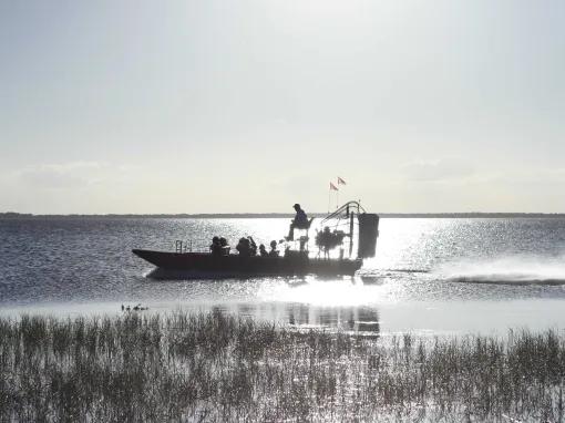 Guests enjoying an airboat ride at Boggy Creek Orlando
