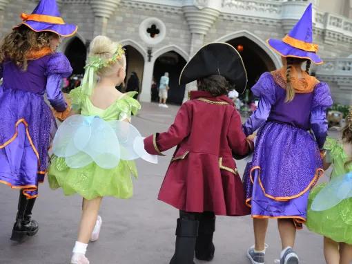 Kids in Halloween costumes at Disney After Hours Boo Bash at Magic Kingdom Park