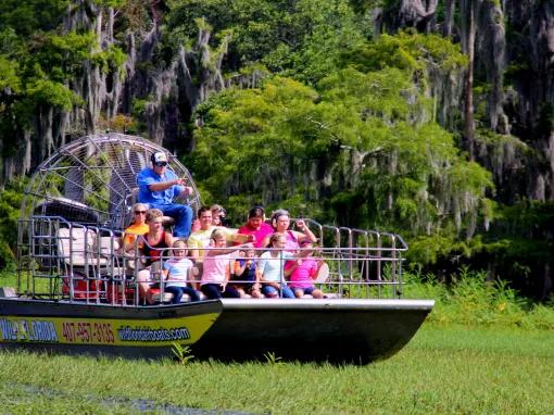 Guests enjoying Florida's natural beauty on a wild florida airboat ride