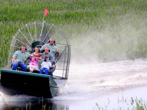 Guests enjoying Florida's natural beauty on a wild florida airboat ride