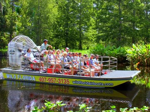 Guests enjoying Florida's natural beauty on a wild florida airboat ride