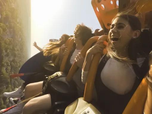 Girl riding Falcons Fury at Busch Gardens Tampa Bay