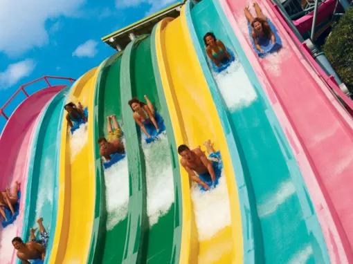 Teens racing down Taumata Racer at Aquatica Orlando