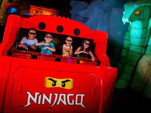 Kids on LEGO Ninjago Ride at LEGOLAND Florida