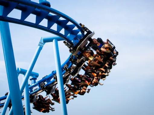 Guests riding Flying School coaster at LEGOLAND Florida