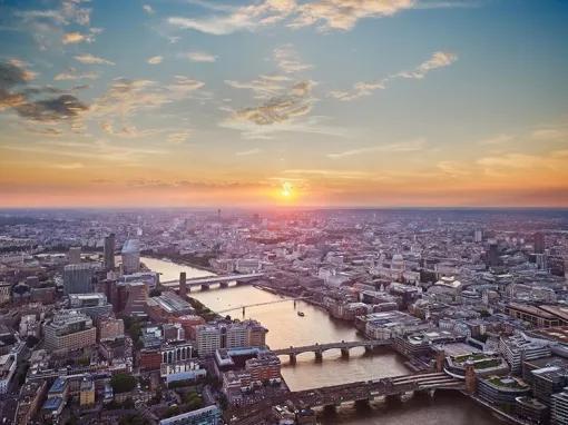 London The View from the Shard - Sunset view
