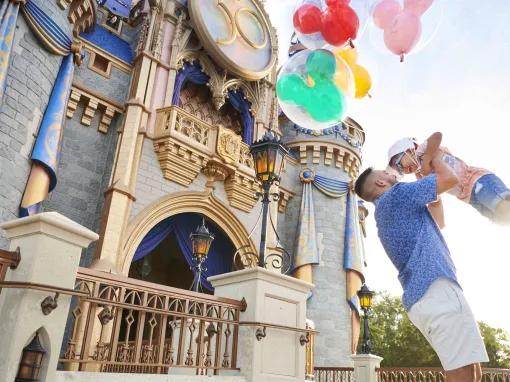 Father and Daughter in front of Cinderella Castle