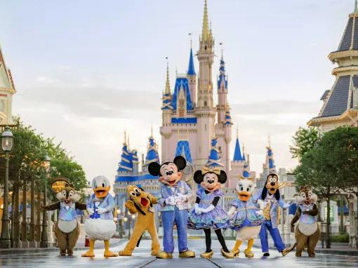 Mickey Mouse and Gang in front of Cinderella Castle at Magic Kingdom
