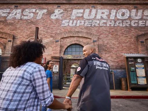 Guests at the entrance to Fast & Furious -Supercharged at Universal Studios Florida