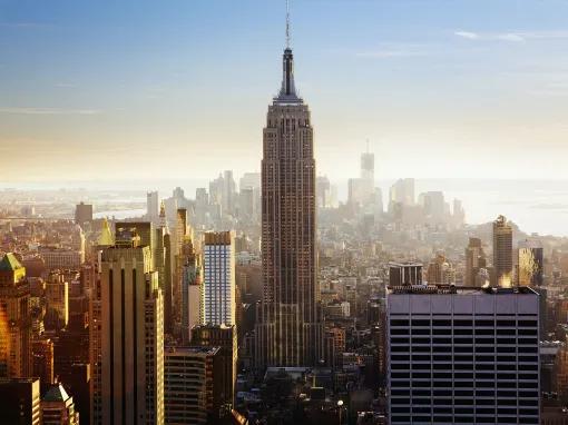 View over New York with the Empire State Building in the centre