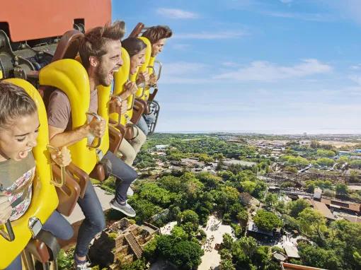 Guests riding Hurakan Condor at PortAventura theme park