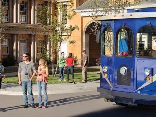 Guests exploring the Universal Backlot on an exclusive VIP Tour at Universal Studios Hollywood