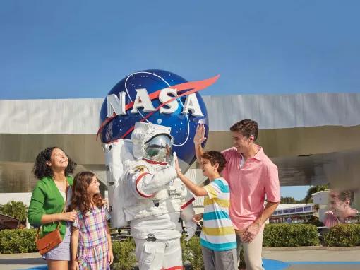 Family meeting an astronaut at Kennedy Space Center Visitor Complex