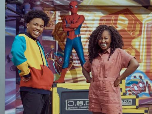 Guests with Spiderman at Disney California Adventure Park