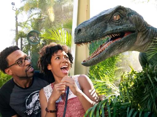 Guests with Dinosaur at Universal's Islands of Adventure