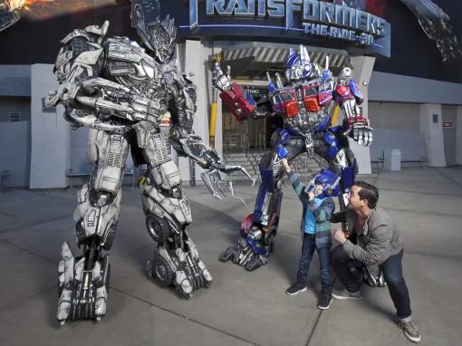 Guests with Optimus Prime and Megatron at Universal Studios Hollywood