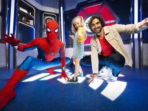 Guests with Spider-Man, Hero Training Centre, Marvel Avengers Campus, Disneyland Paris