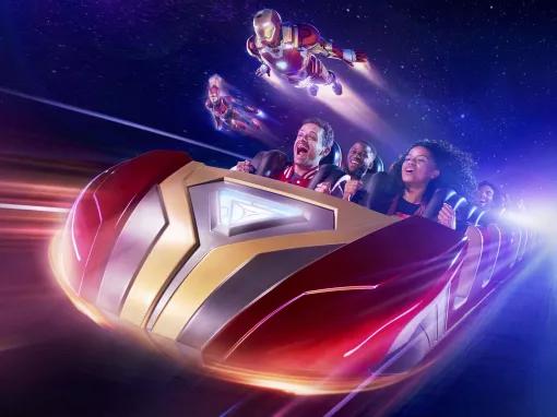 Guests on Avengers Assemble: Flight Force at Disneyland Paris