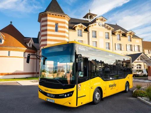 Staycity Paris Marne La Vallee Disneyland Paris shuttle bus in front of the Aparthotel