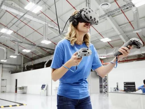 Guest experiencing ATX Walk on Mars virtual reality at Kennedy Space Center Visitor Complex