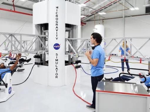 Guests experiencing ATX Microgravity Simulator at Kennedy Space Center Visitor Complex