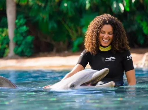 Woman with Dolphin at Discovery Cove in Orlando
