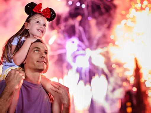 Guests enjoying fireworks at Magic Kingdom Park