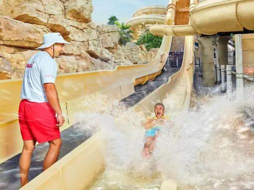 Man on Jumeirah Scheirah, Wild Wadi Waterpark in Dubai