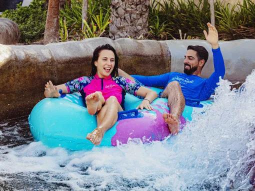 Family on Burj Surj at Wild Wadi Waterpark in Dubai