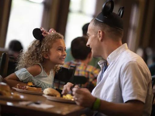 Guests in Riverside Mill Food Court, Disney's Port Orleans Resort—Riverside