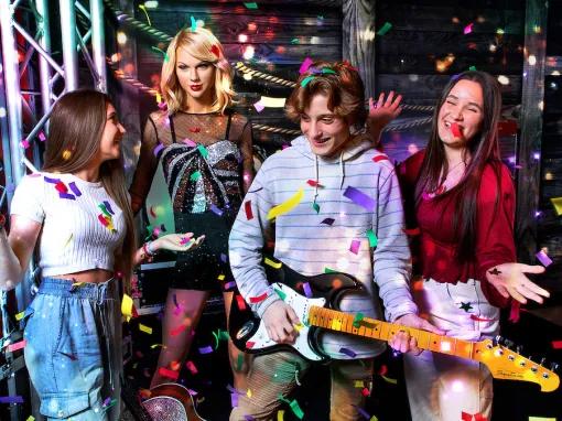 Guests with Taylor Swift at Madame Tussauds Orlando