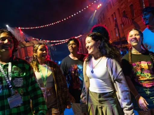 Guests in scare zone at Universal Orlando Halloween Horror Nights