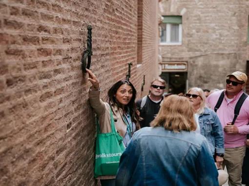 Tour guide explaining