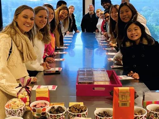 Happy group enjoying a visit to Yarra Valley Chocolaterie