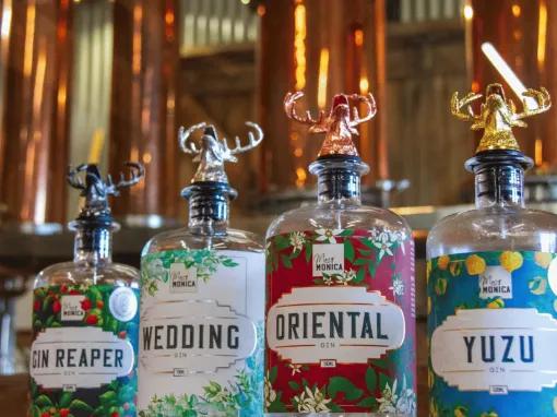 Assorted spirits at Stag Lane Distillery