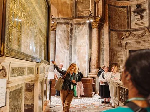 Tour guides giving information
