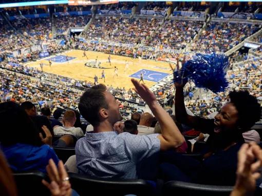Fans watching an Orlando Magic Basketball game