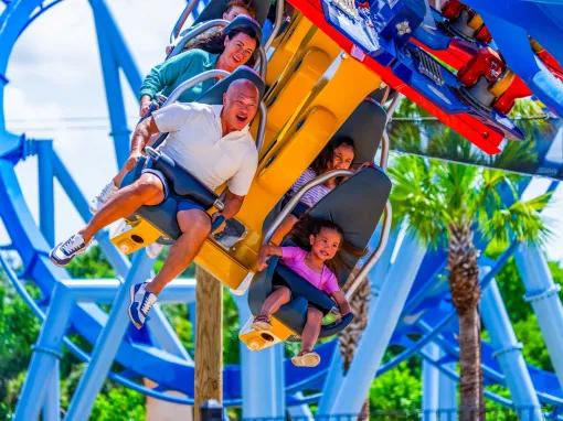 Guests on Phoenix Rising at Busch Gardens Tampa Bay