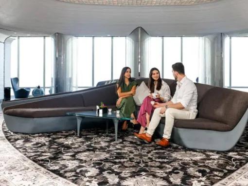 Guests relaxing at the luxurious SKY Lounge in Burj Khalifa Dubai