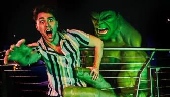 Guests interacting with the Incredible Hulk at Madame Tussauds